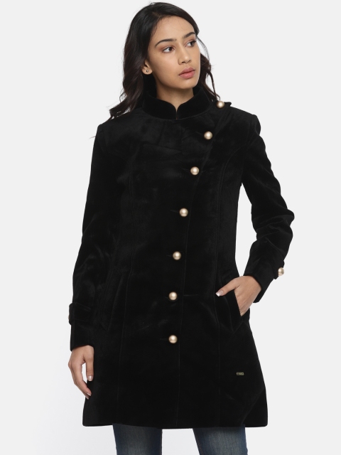 

Park Avenue Women Black Longline Velvet Coat