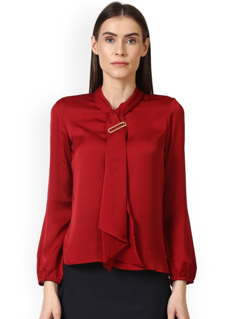 

Park Avenue Women Maroon Solid A-Line Top