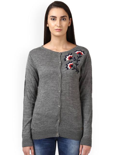 

Park Avenue Women Grey Self Design Cardigan