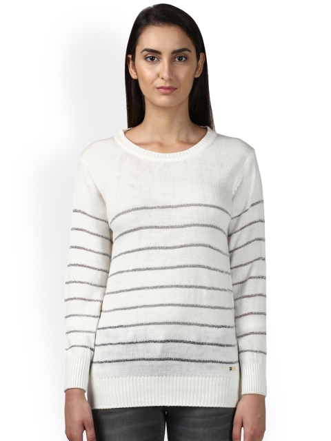 

Park Avenue Women White Striped Pullover