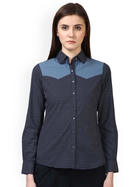 

Park Avenue Women Blue Self Design Top