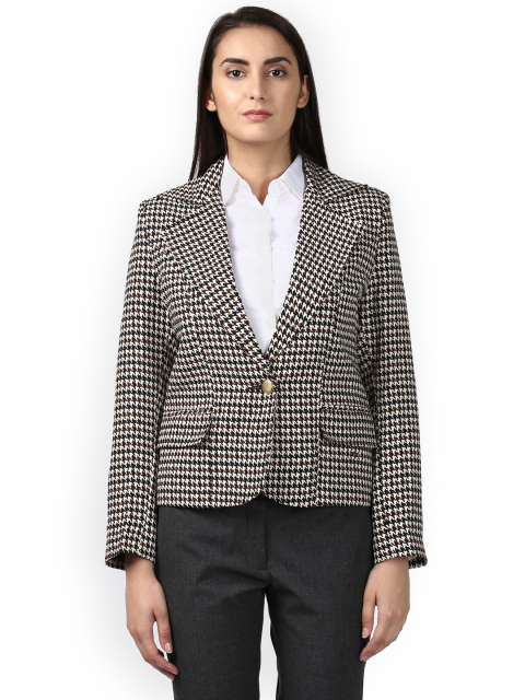 

Park Avenue Printed Single-Breasted Casual Blazer, Brown