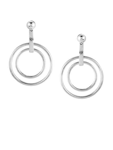 

Forever New Silver-Toned Circular Drop Earrings