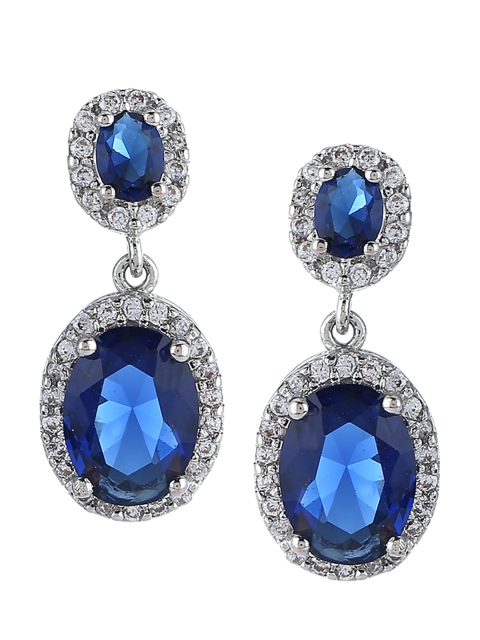 

Forever New Blue & White Oval Shaped Drop Earrings