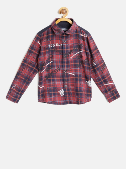 

Octave Boys Maroon & Navy Blue Regular Fit Checked Casual Shirt