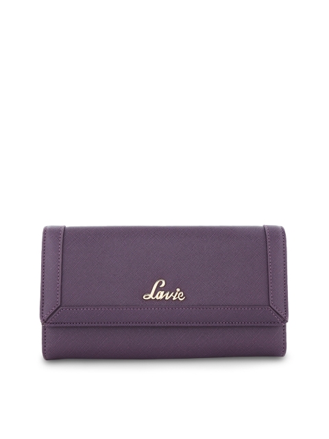 

Lavie Women Purple Solid Three Fold Leather Wallet