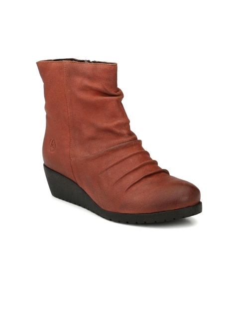 

Alberto Torresi Women Brown Textured Leather High-Top Flat Boots