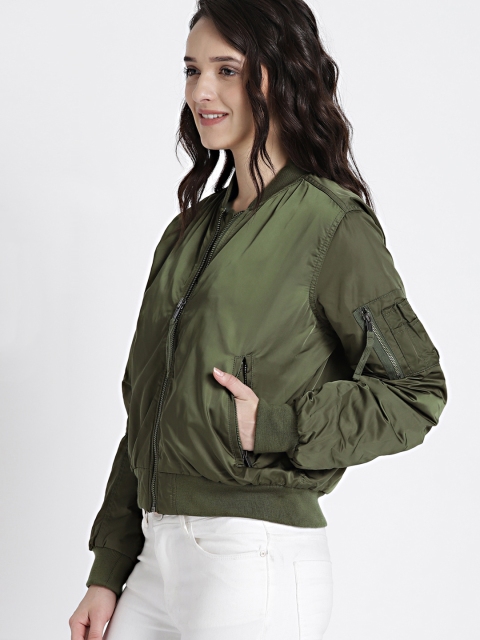 

GAP Women Green Classic Bomber Jacket, Olive
