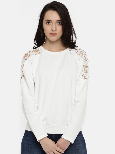 

ONLY Women White Solid Sweatshirt
