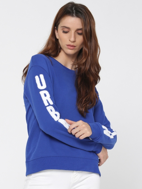 

ONLY Women Blue Solid Sweatshirt