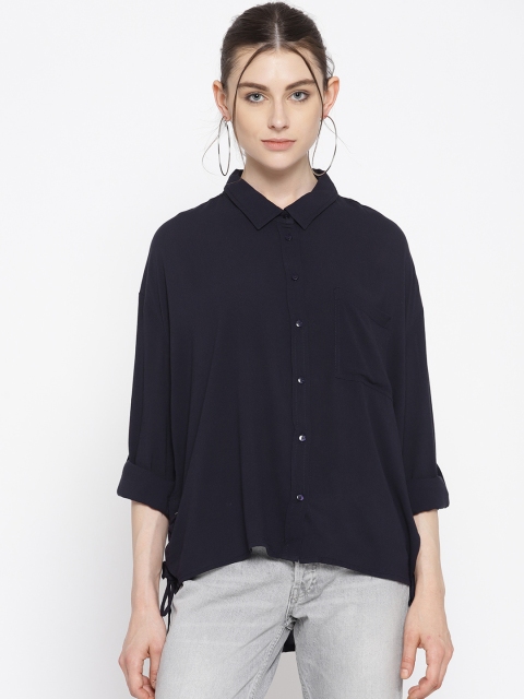 

ONLY Women Navy Blue Regular Fit Solid Casual Shirt