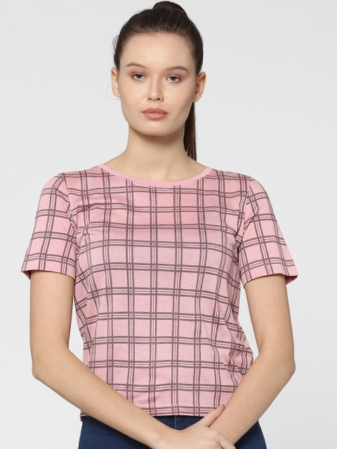 

ONLY Women Pink Checked Top