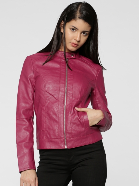 

ONLY Women Purple Solid Biker Jacket