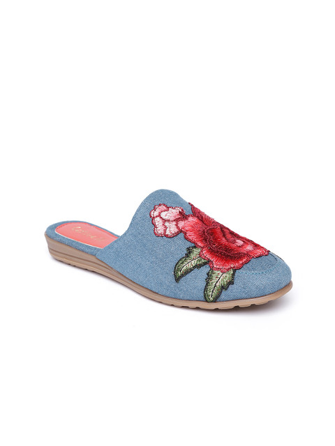 

Catwalk Women Blue Canvas Mules with Applique Detail