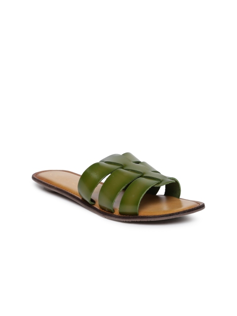 

Catwalk Women Green Solid Leather Open Toe Flats