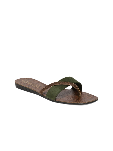 

Catwalk Women Green & Bronze-Toned Shimmery & Colourblocked Flats