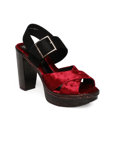 

Catwalk Women Black & Maroon Colourblocked Heels