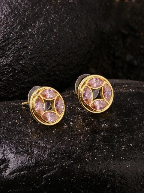 

Studio Voylla Gold-Toned & Pink Circular Studs