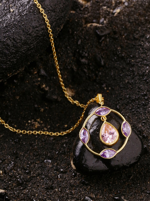 

Voylla Gold-Toned & Purple Gold Plated Pendant