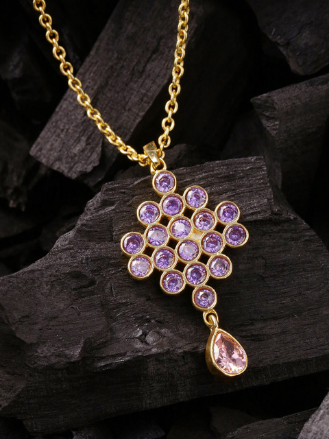 

Voylla Gold-Toned & Purple Gold Plated Pendant with Chain