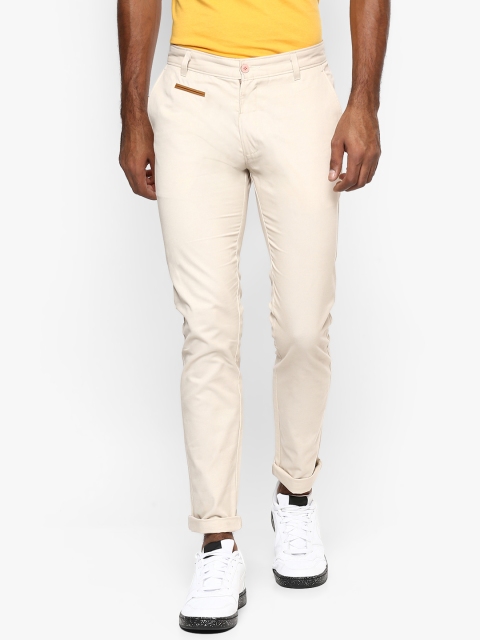 

Ennoble Men Cream-Coloured Slim Fit Solid Chinos