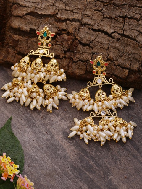 

Studio Voylla Gold-Toned Dome Shaped Jhumkas