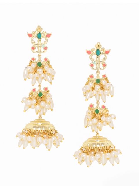 

Studio Voylla Gold-Plated Handcrafted Dome Shaped Jhumkas