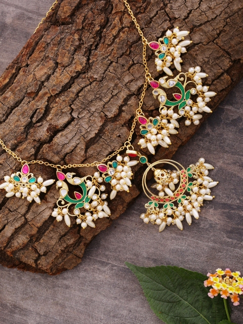 

Studio Voylla Green & Gold-Plated Brass Handcrafted Necklace
