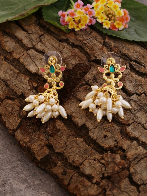 

Studio Voylla Gold-Plated Handcrafted Contemporary Drop Earrings