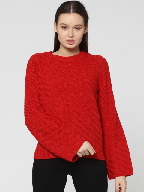 

ONLY Women Red Solid Pullover