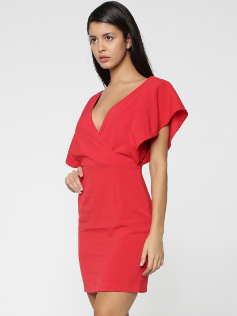 

ONLY Women Red Solid Fit and Flare Dress