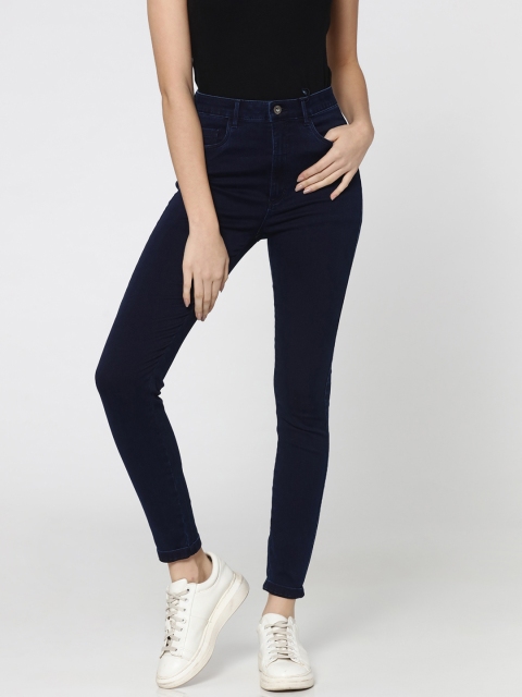 

ONLY Women Blue Skinny Fit Mid-Rise Clean Look Stretchable Cropped Jeans