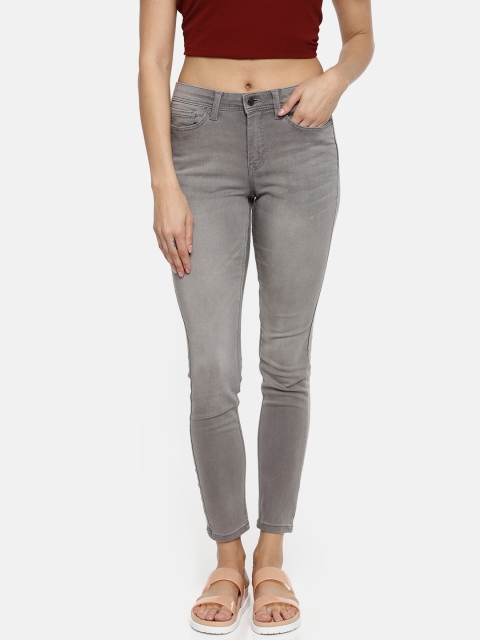 

ONLY Women Grey Skinny Fit Mid-Rise Clean Look Stretchable Jeans