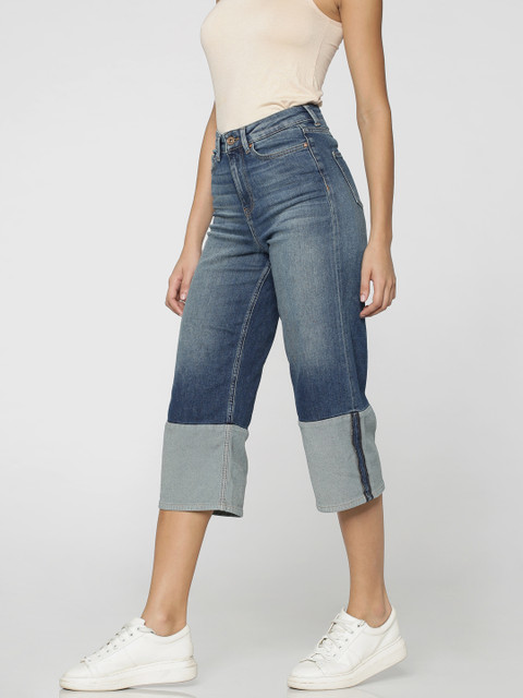 

ONLY Women Blue Relaxed Fit Mid-Rise Cropped Jeans