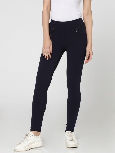 

ONLY Women Navy Solid Cropped Jeggings, Navy blue