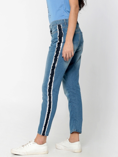 

ONLY Women Blue Boyfriend Fit Mid-Rise Clean Look Panelled Jeans