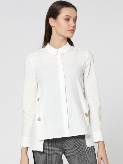 

ONLY Women White Solid High-Low Hem Shirt