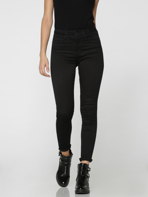 

ONLY Women Black Skinny Fit Mid-Rise Jeans