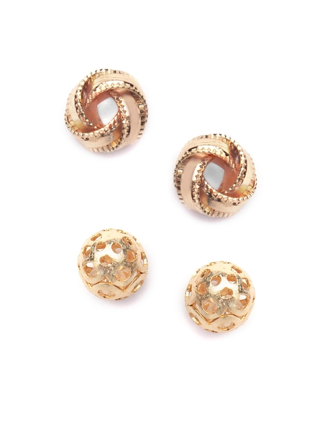 

Rubans Gold-Toned Set of Two Handcrafted Contemporary Studs