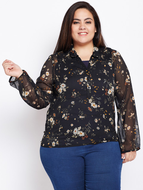 

Oxolloxo Women Black & Off-White Printed Top