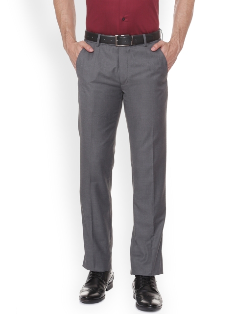 

Van Heusen Men Grey Slim Fit Self Design Formal Trousers