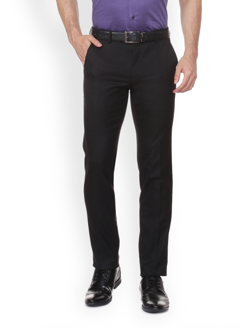 

Van Heusen Men Black Slim Fit Solid Formal Trousers