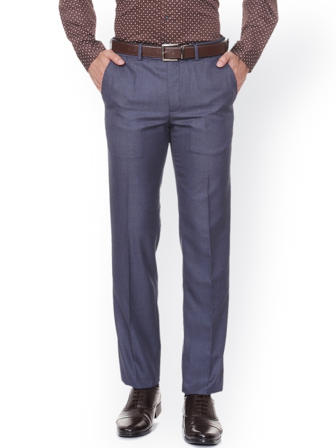

Van Heusen Men Blue Slim Fit Checked Formal Trousers