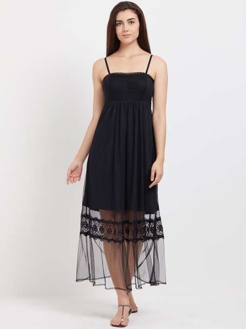 

109F Women Black Self Design Empire Dress
