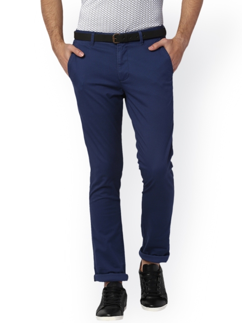 

V Dot Men Blue Slim Fit Printed Chinos