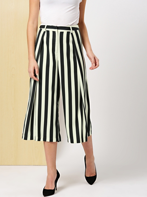 

her by invictus Women White & Black Striped Flared Palazzos