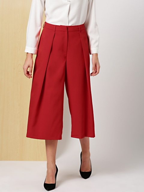 

her by invictus Women Red Flared Solid Culottes