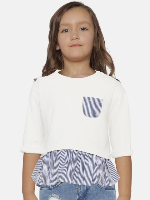 

United Colors of Benetton Girls Off-White & Navy Blue Sweatshirt