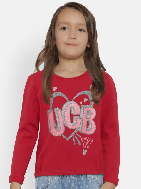 

United Colors of Benetton Girls Red Printed Sweatshirt