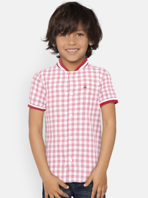 

United Colors of Benetton Boys Red & White Regular Fit Checked Casual Shirt